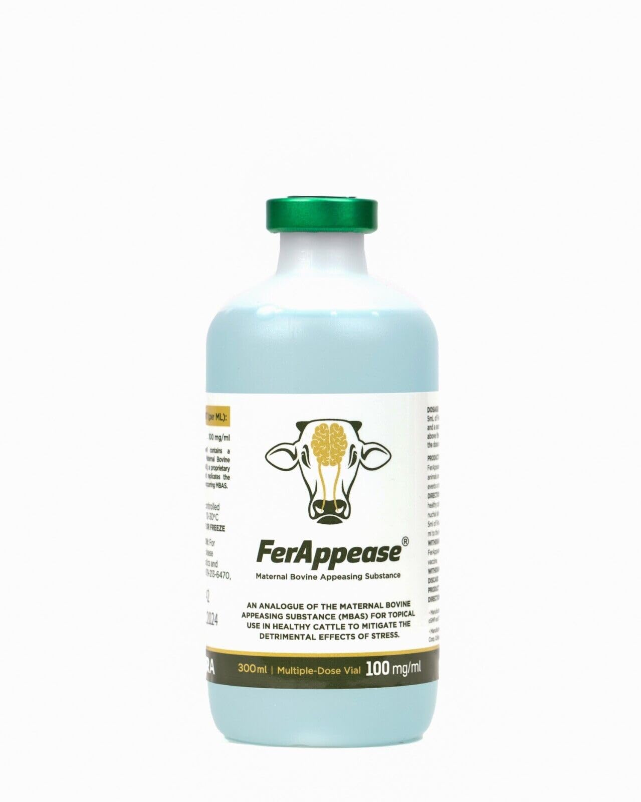 FerAppease bovine stress-relief bottle soothing cattle during handling and transport.