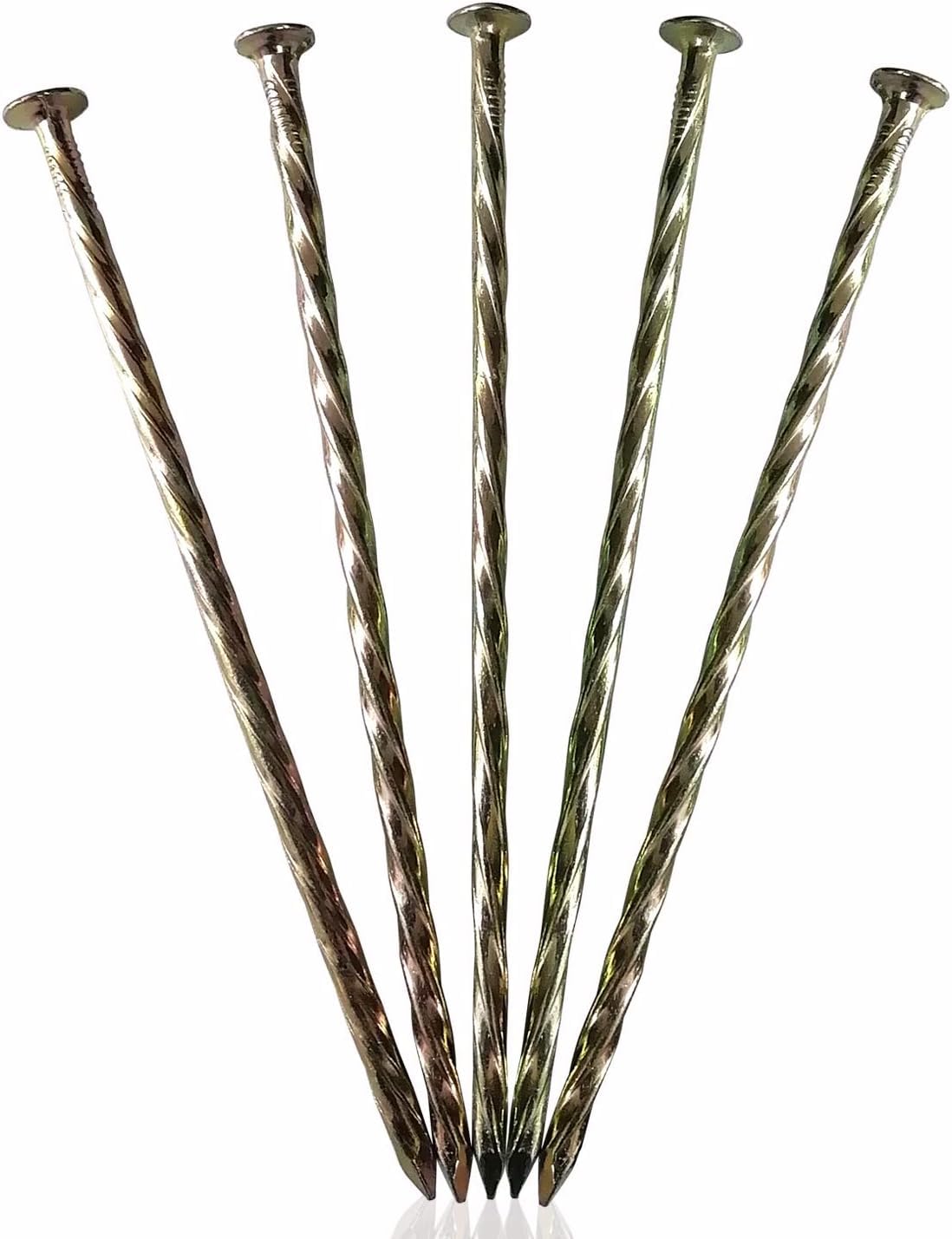 Fercery 12in galvanized spiral landscape spike close-up for durable turf anchoring