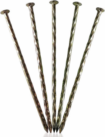 Fercery 12in galvanized spiral landscape spike close-up for durable turf anchoring
