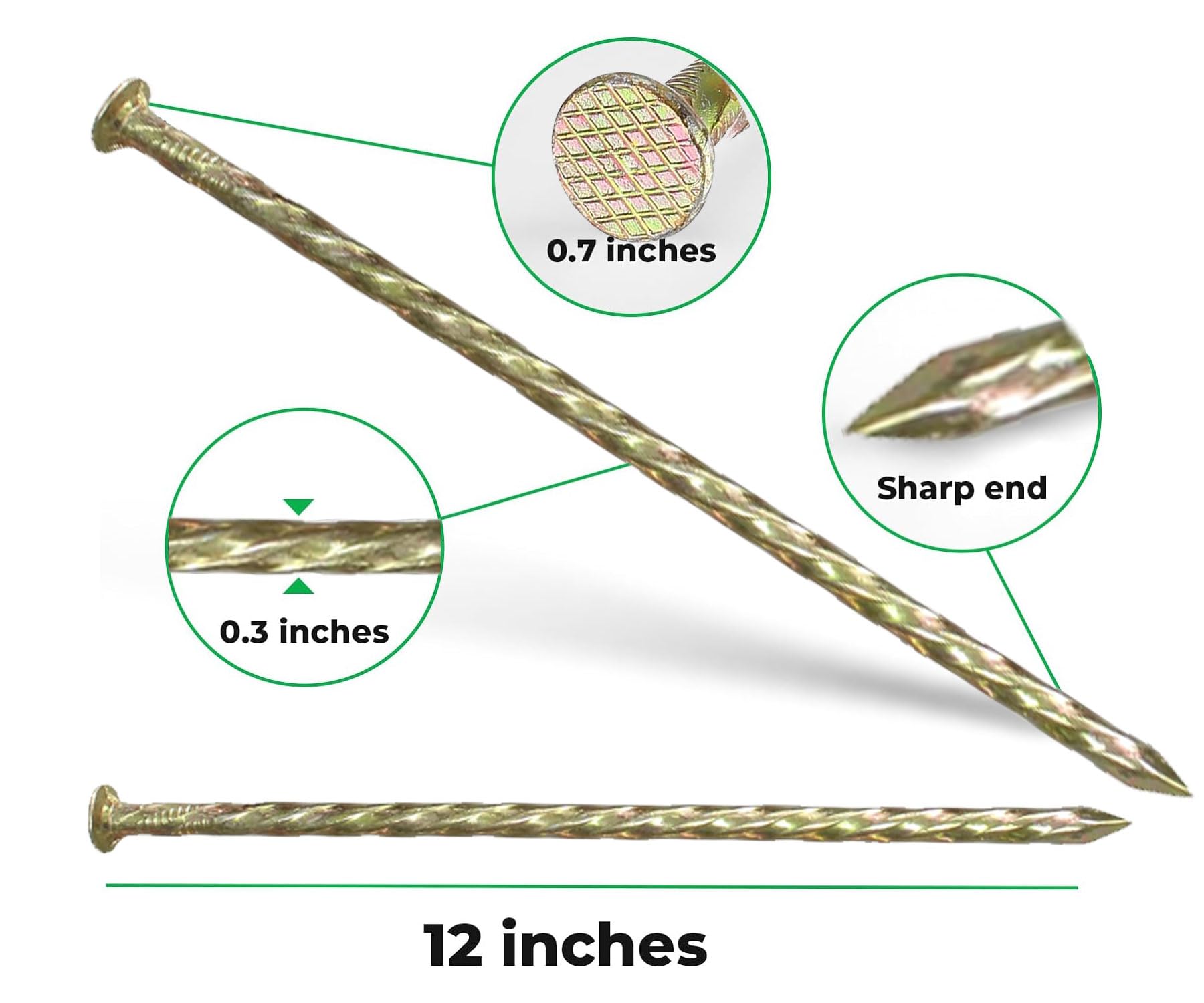 Fercery 12in galvanized spiral landscape spike in-ground application for secure edging