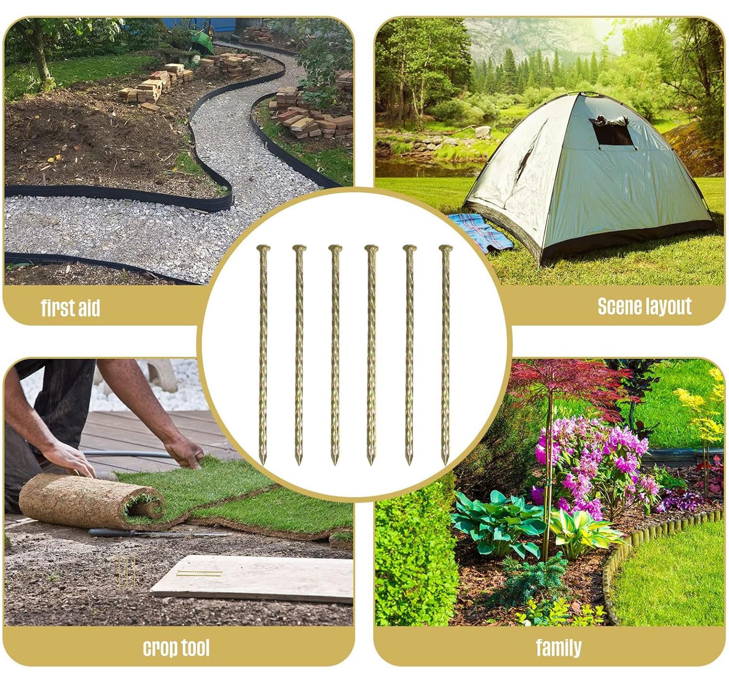 Fercery 12in galvanized spiral landscape spike for paver edging installation