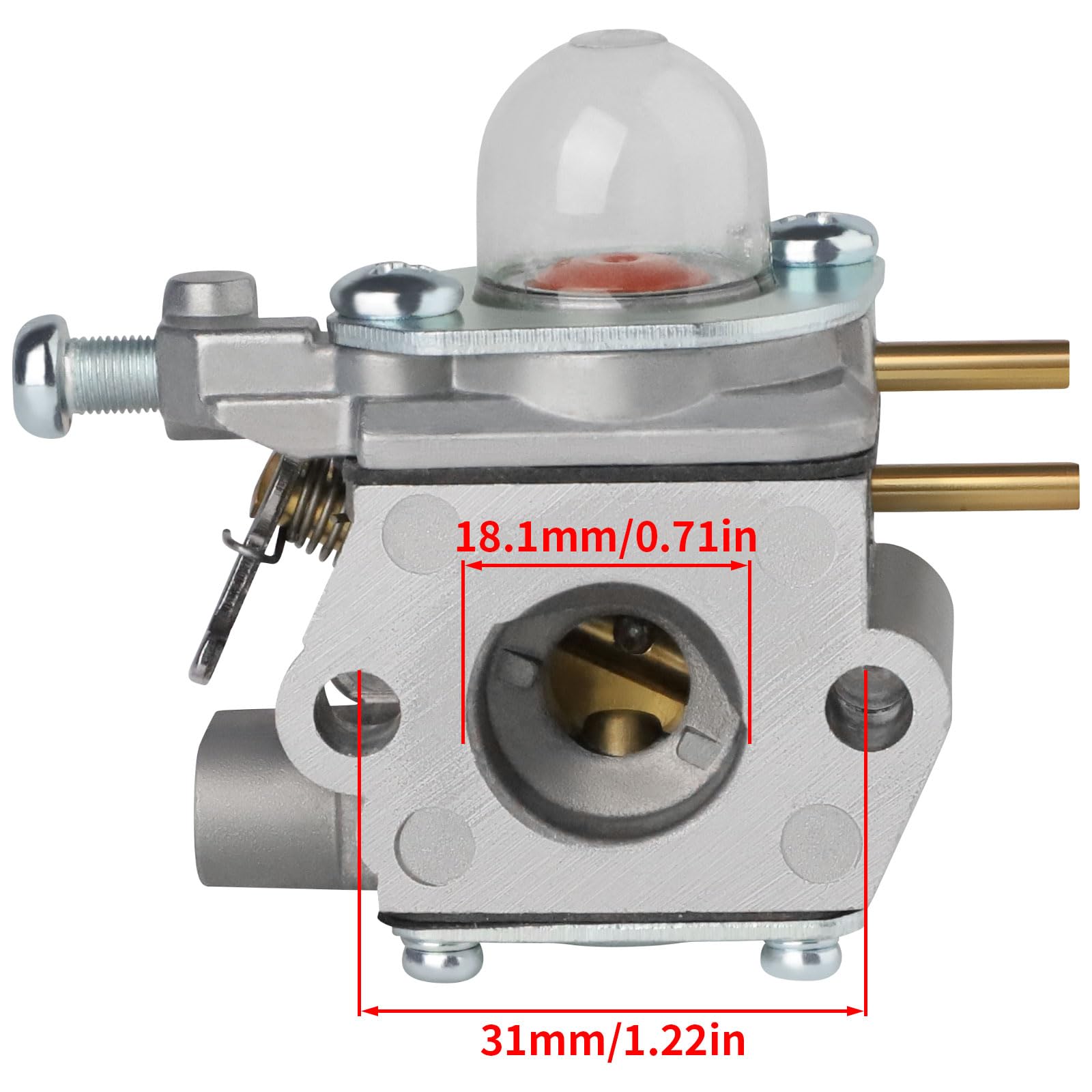 Ferilter carburetor primer bulb for easier starting and priming.