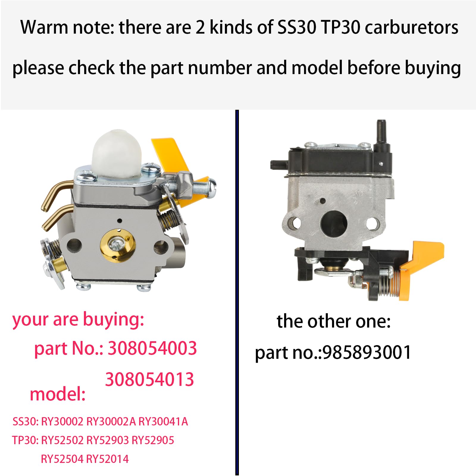 Ferilter CS26 carburetor installed on Ryobi SS30 TP30 for easy installation