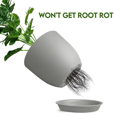 Ferlypote 8-inch pot set side angle showing versatility for indoor and outdoor use.