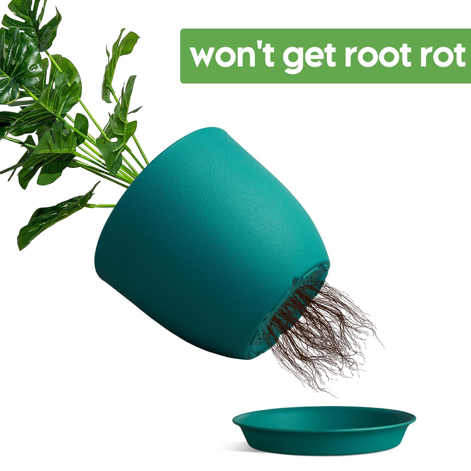 Ferlypote blue 8-inch planter set for versatile indoor and outdoor gardening.