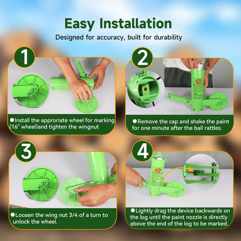 Feroca marker device demonstrates precise spray pattern for accurate firewood marking.