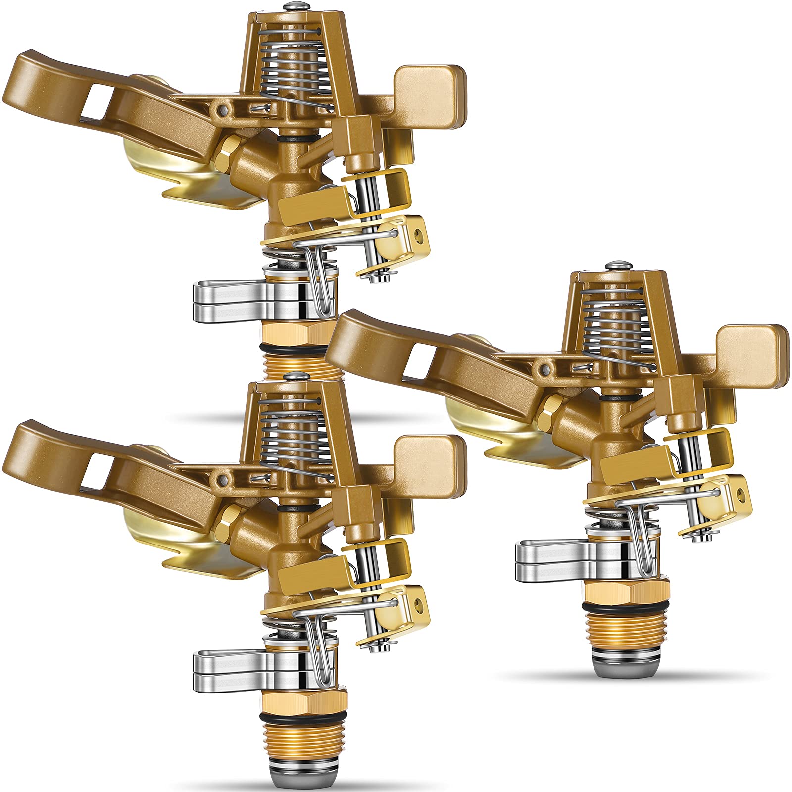 Ferraycle 3-pack brass impact sprinkler heads for lawn irrigation.