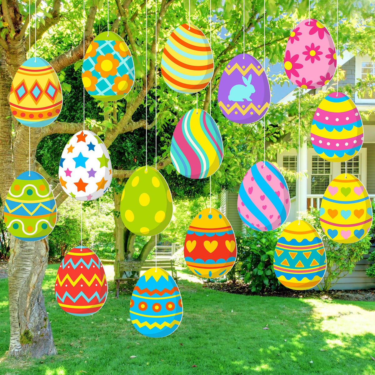 Ferraycle Easter eggs hanging ornaments for tree decor