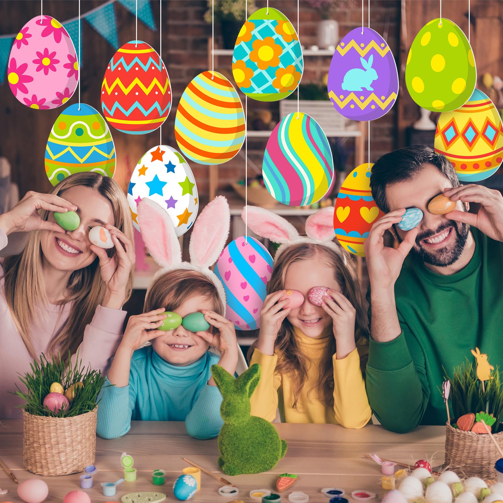 Ferraycle eggs decorate walls, doors, and windows for festive vibes