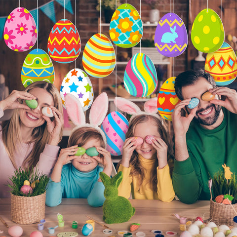 Ferraycle eggs decorate walls, doors, and windows for festive vibes