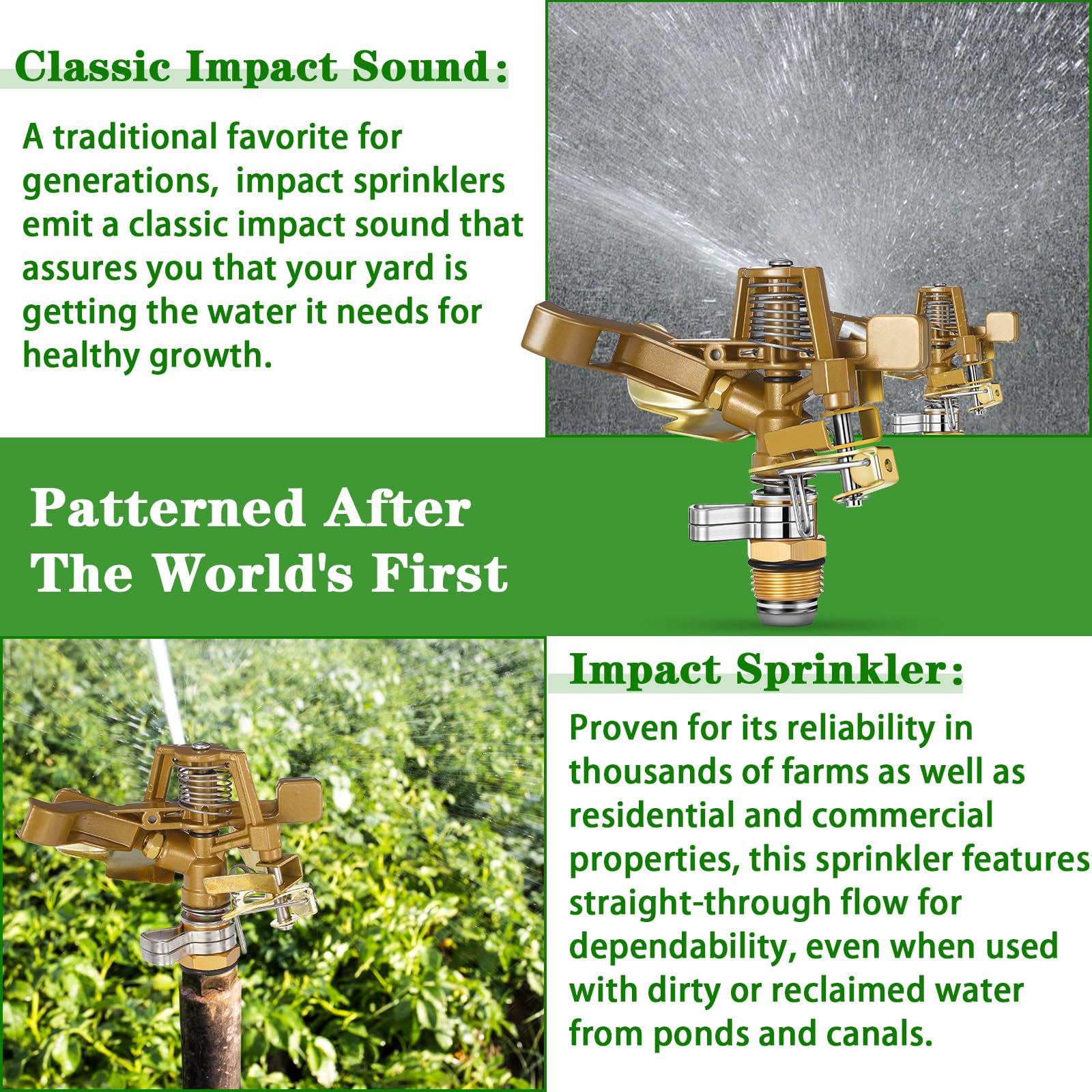 Ferraycle easy-install screw-on sprinkler head saves setup time.