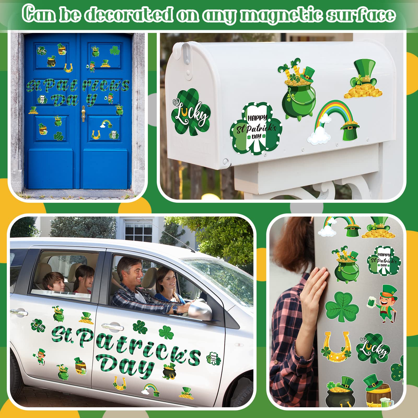 Ferraycle clover badge magnet creates playful accent for doors and fridges.