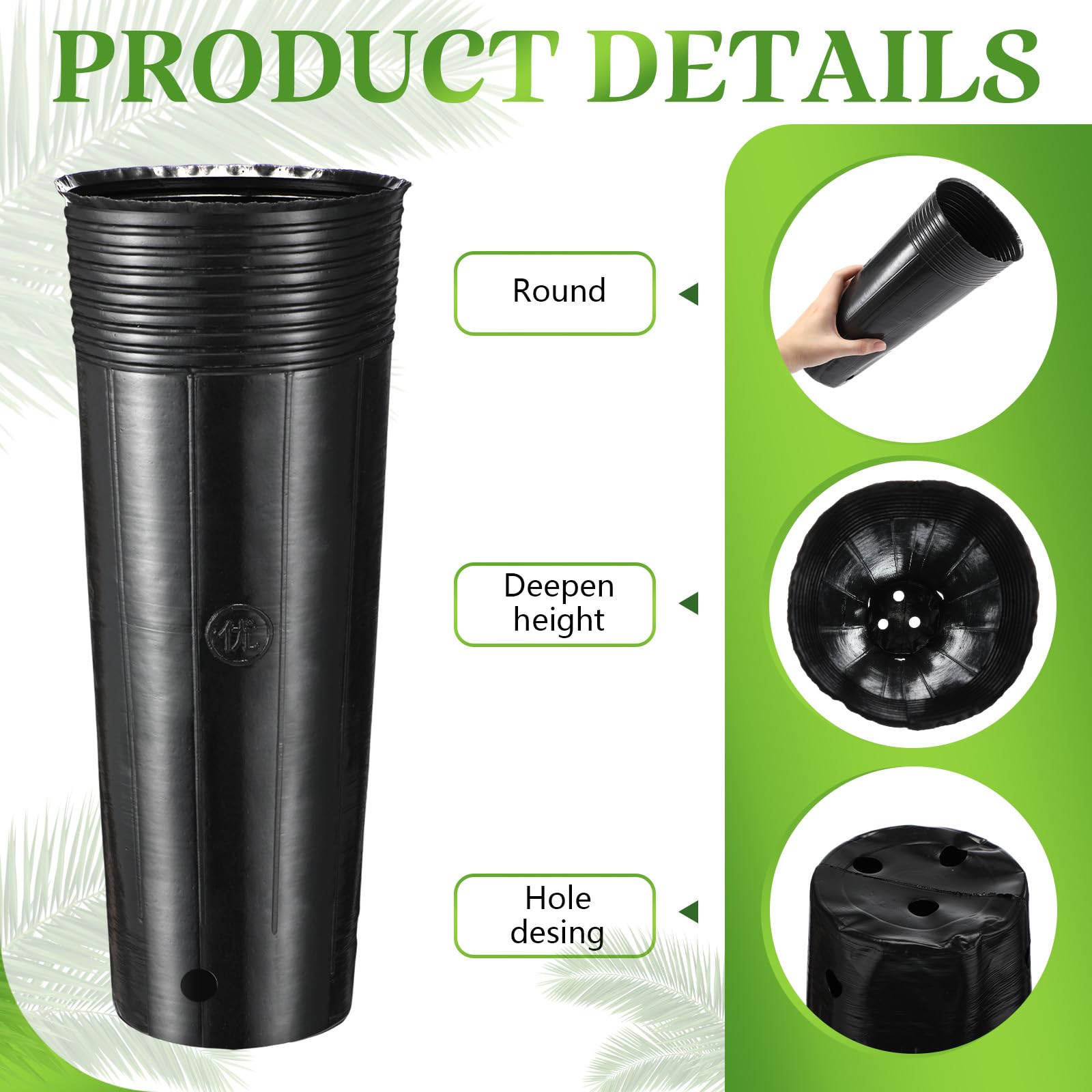 Ferrochef black plastic nursery pot absorbs heat, aiding early germination