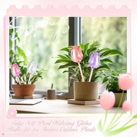 Ferrochef garden decor with tulips bulbs watering globes enhancing plant care
