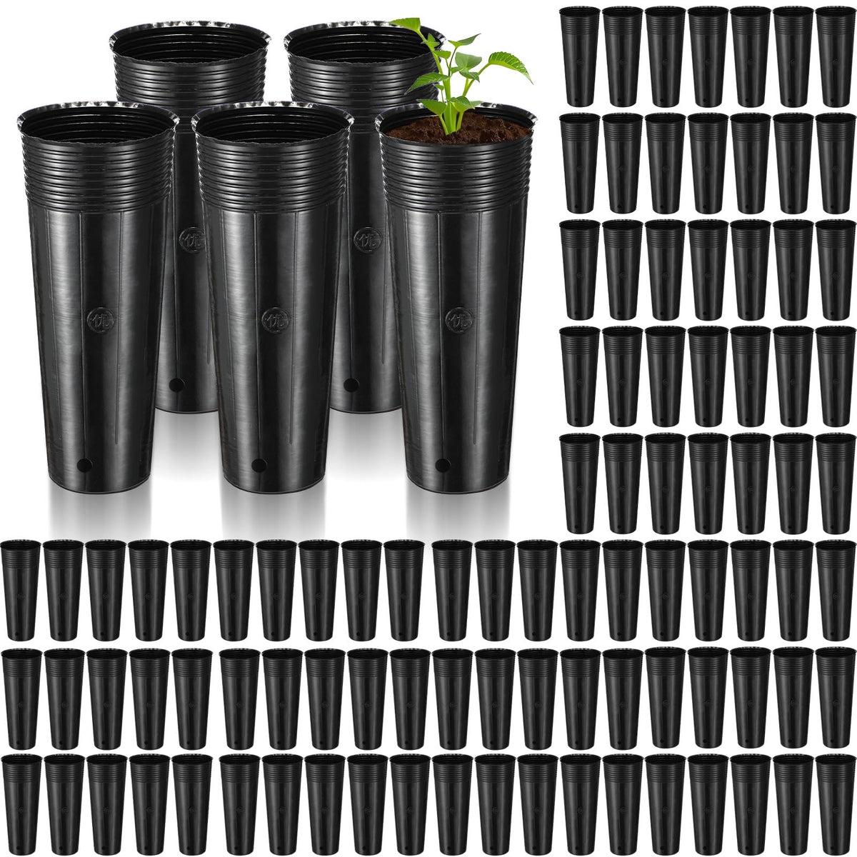 Ferrochef tall tree pot 11.8 inch deep nursery pot ready for larger transplants and robust roots