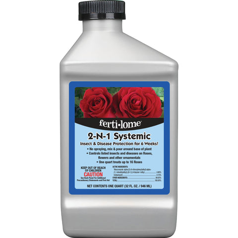 Ferti-Lome 2-N-1 Systemic bottle provides broad protection for shrubs, roses and flowers.