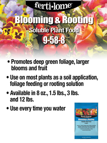 Ferti-lome Blooming and Rooting supports vibrant blooms on flowering plants.