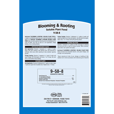 Ferti-lome Blooming and Rooting being applied to soil for healthy growth.