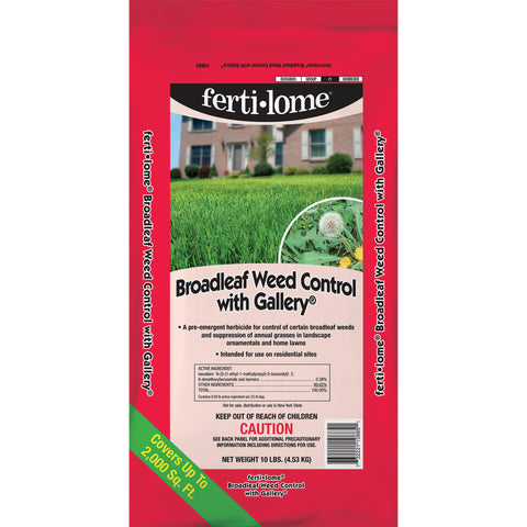 Ferti-Lome Broadleaf Weed Control with Gallery bottle ready to prevent lawn weeds.