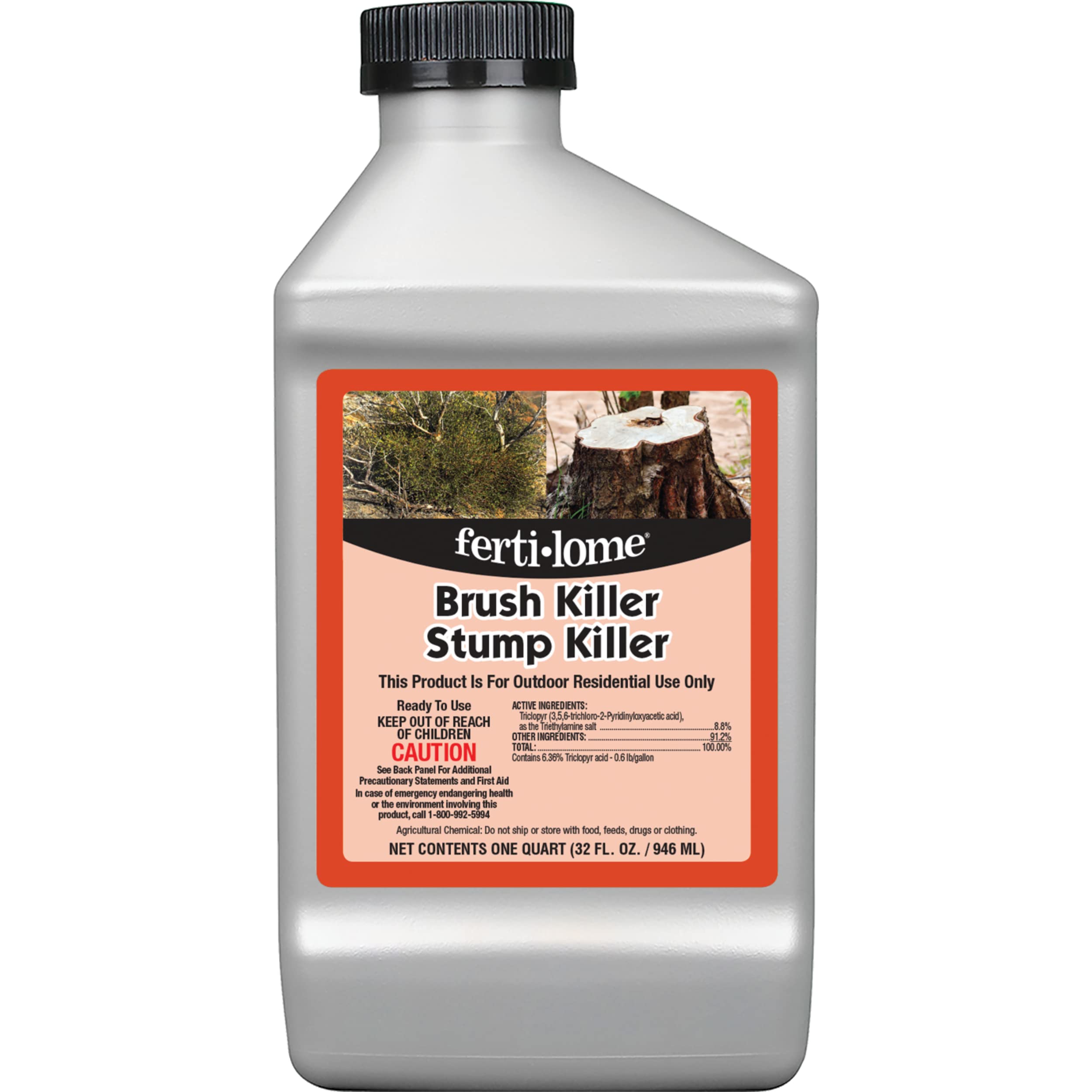 Ferti-Lome brush killer on stump delivering effective woody-growth control.