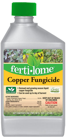 Ferti-Lome copper fungicide concentrate bottle for disease prevention on roses, fruits, and vegetables.