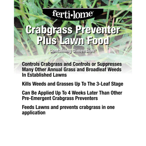Ferti-lome Dimension 20-0-3 lawn care image highlighting nutrient-rich ingredients.