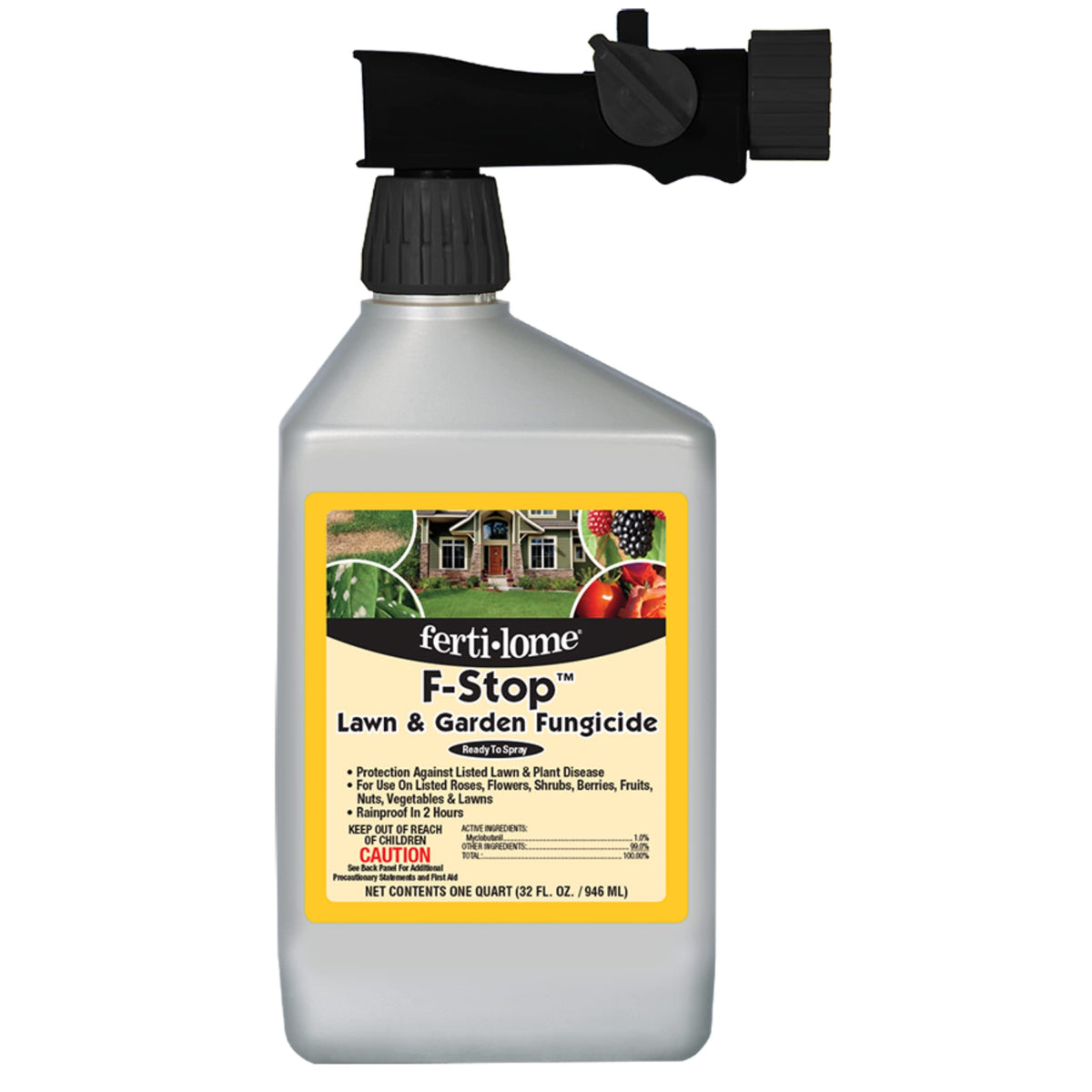 Ferti-lome F-Stop RTS bottle front label, ready-to-use garden protection.