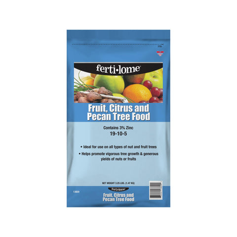 Ferti-Lome fruit citrus pecan tree food 19-10-5 applied to nourish fruit trees for healthier yields.