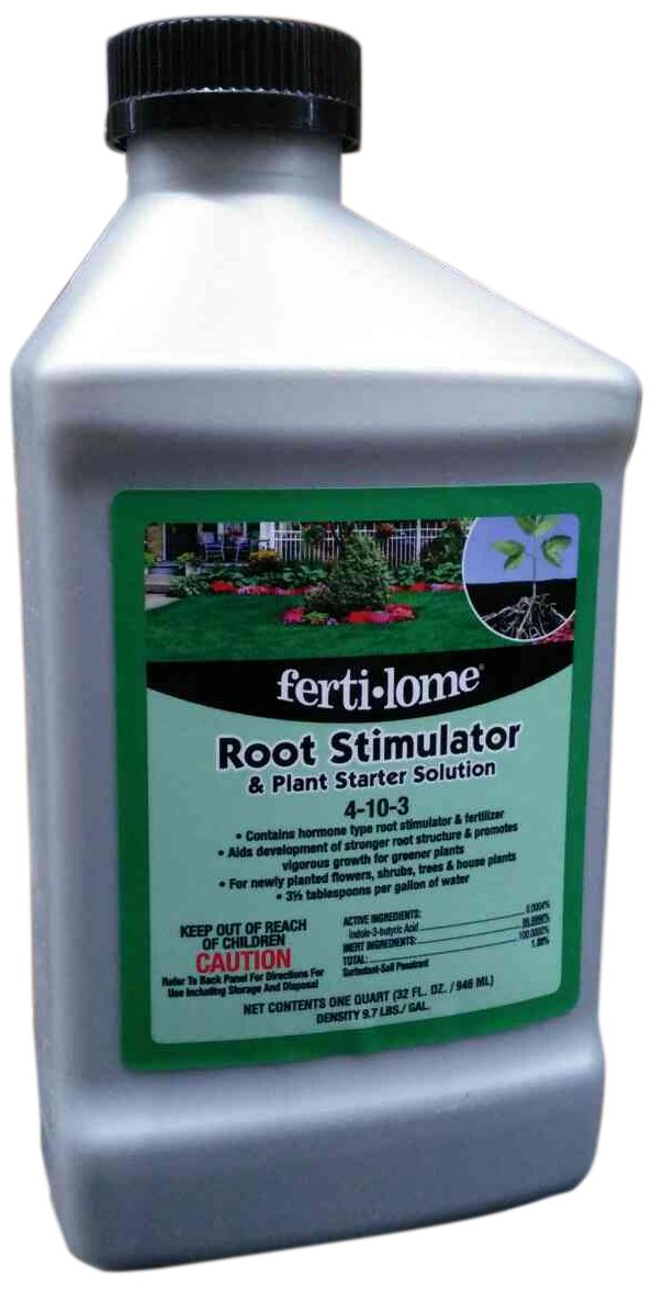 Ferti-lome Root Stimulator bottle promoting root growth for transplant success