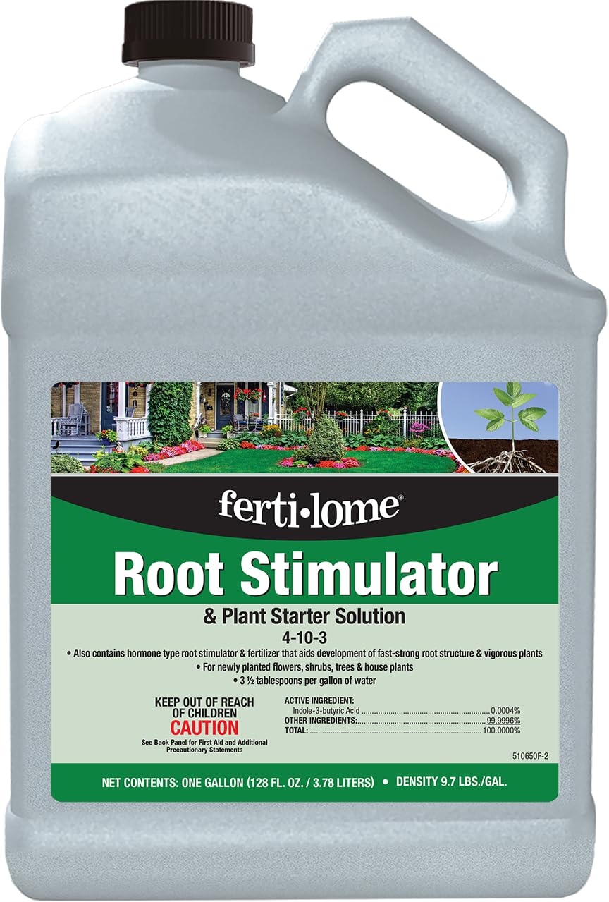 Ferti-Lome root stimulator bottle ready for seedlings; promotes early root growth.