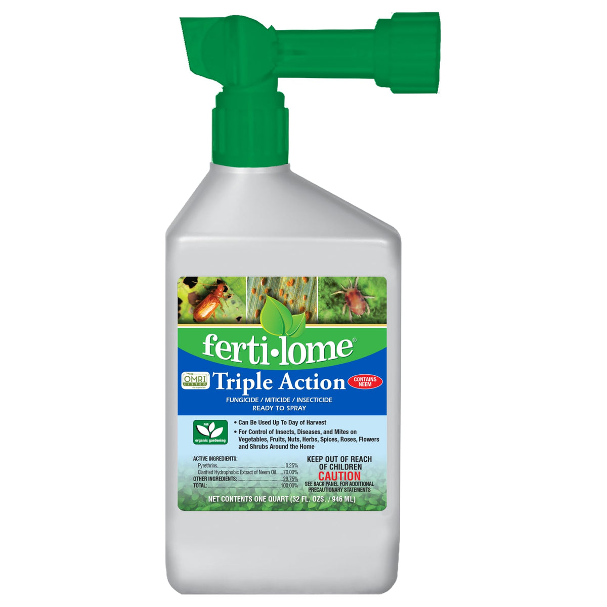 Ferti-Lome Triple Action RTS 32oz bottle for comprehensive plant protection.