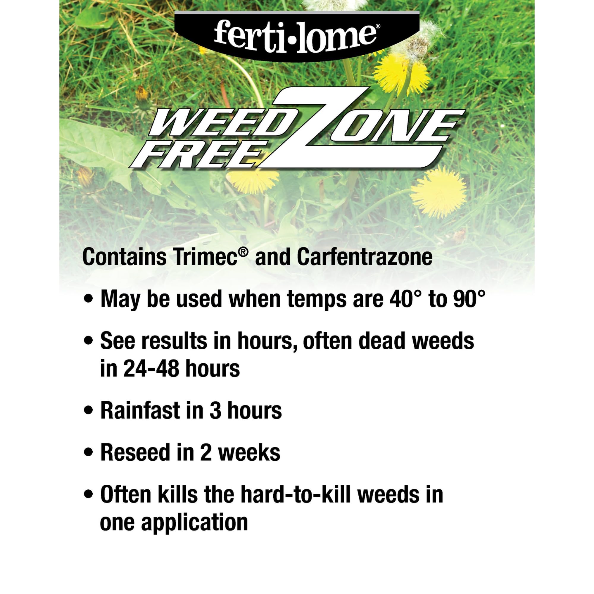 Ferti-lome Weed Free Zone RTU spray action targets broadleaf weeds in turf
