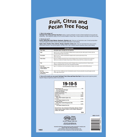 Ferti-Lome Fruit Citrus Pecan Tree Food being applied to soil around a tree for balanced nutrition