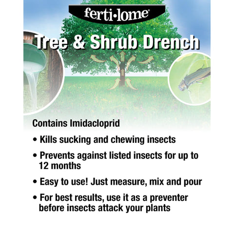 Ferti-lome outdoor insect control applied around tree trunks for shrub protection.