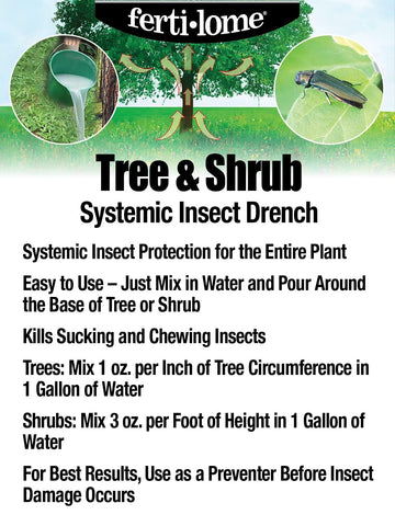 Ferti-lome Tree and Shrub Drench label highlighting 12-month protection.
