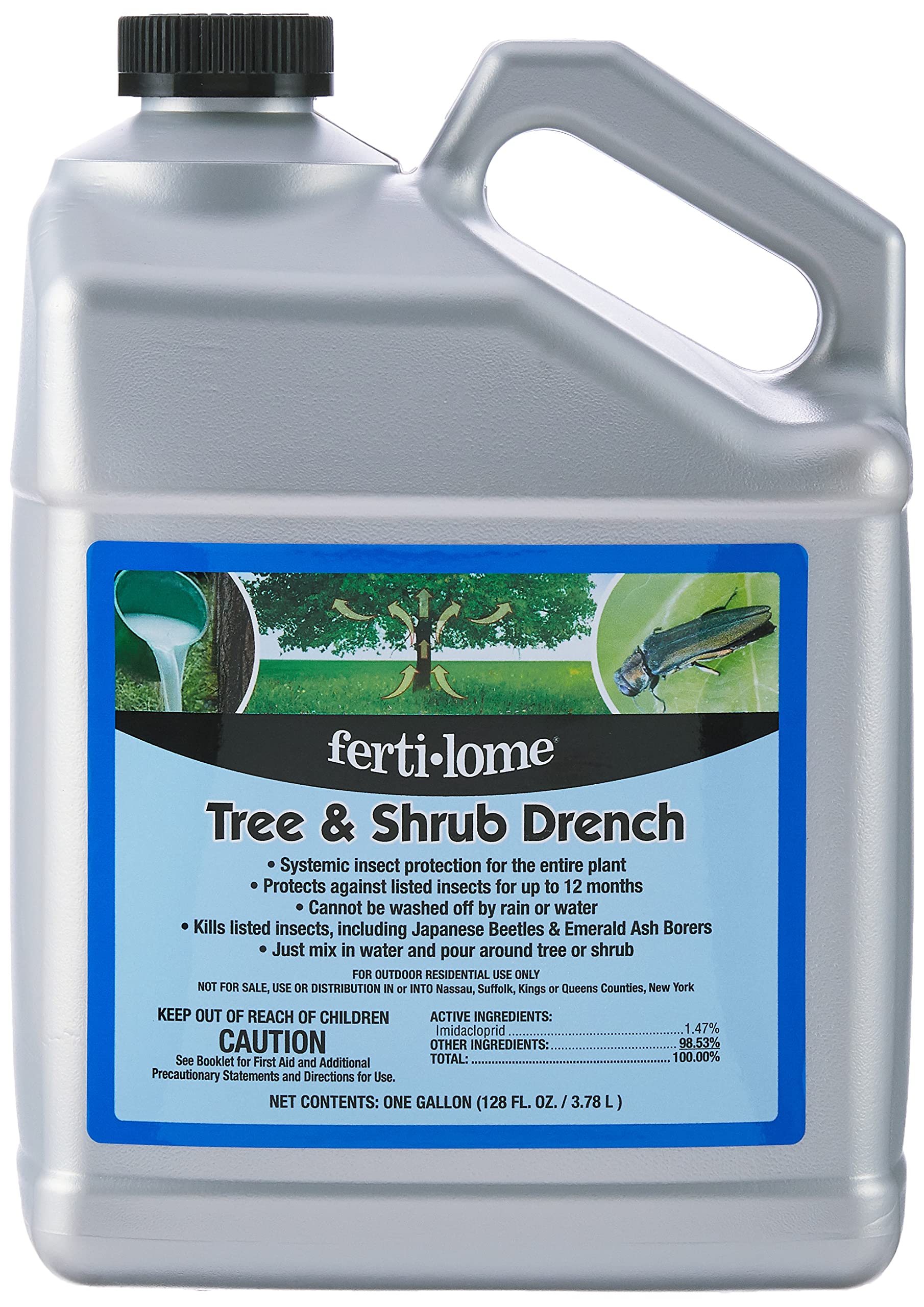 Fertilome systemic drench bottle designed for root-zone application and watering in.