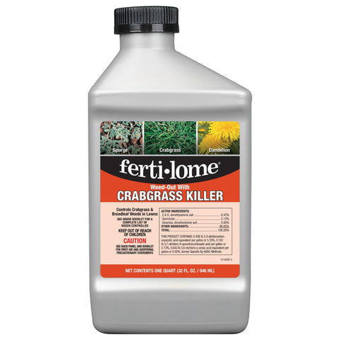 Ferti-lome Weed-Out crabgrass killer 32 oz bottle for targeted lawn weed control.