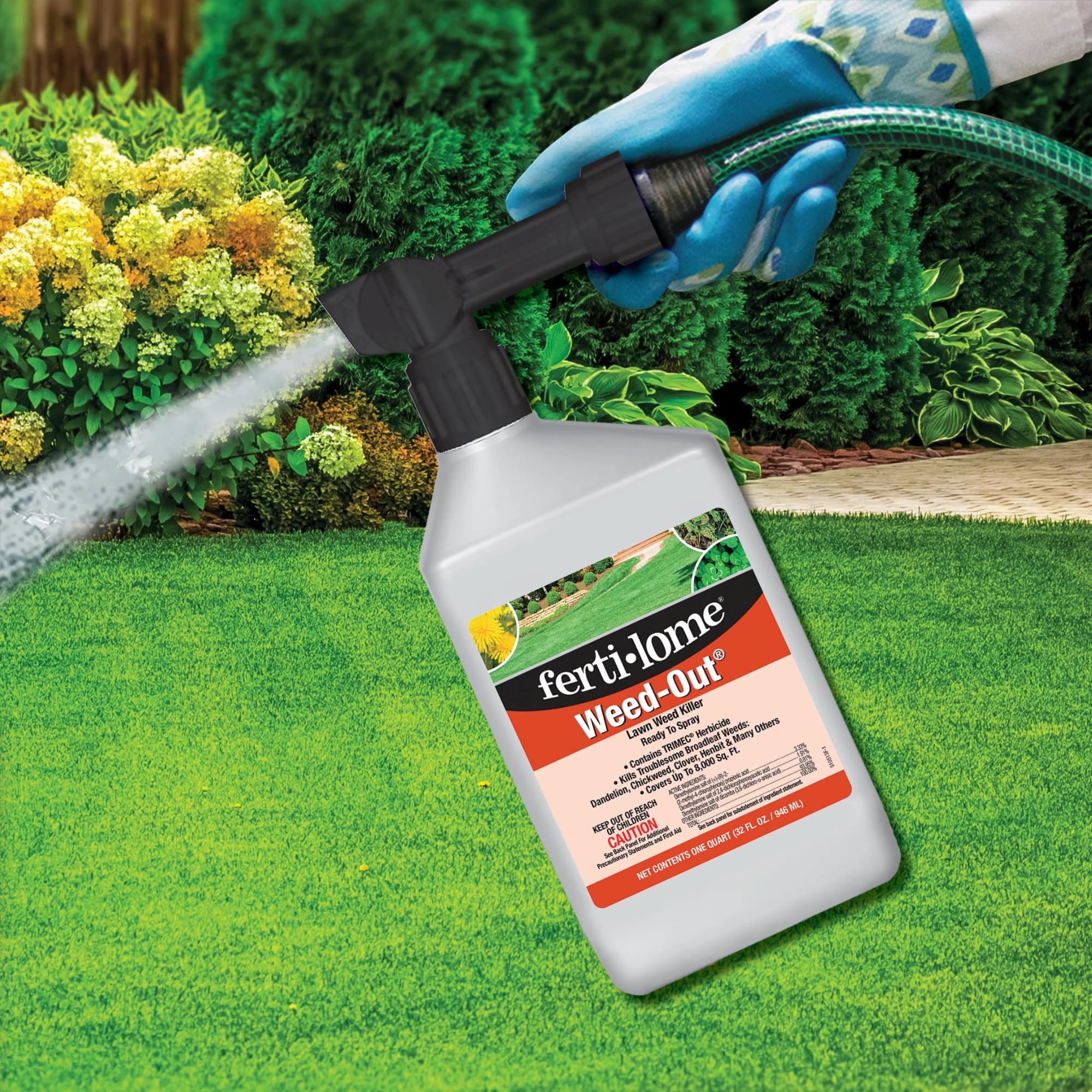 Close-up of the spray nozzle on Fertilome Weed-Out for even, uniform application.