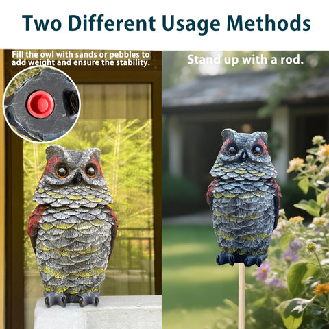 FESTGLOX resin owl outdoor decor combines charm with humane pest deterrence.