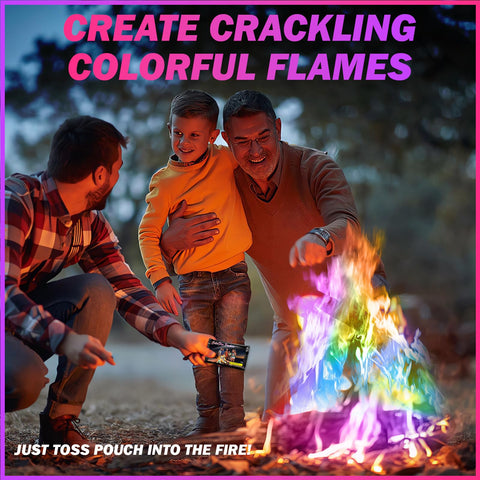 FestivalCos Colorful Flames green packet adds lively color to campfires and backyards