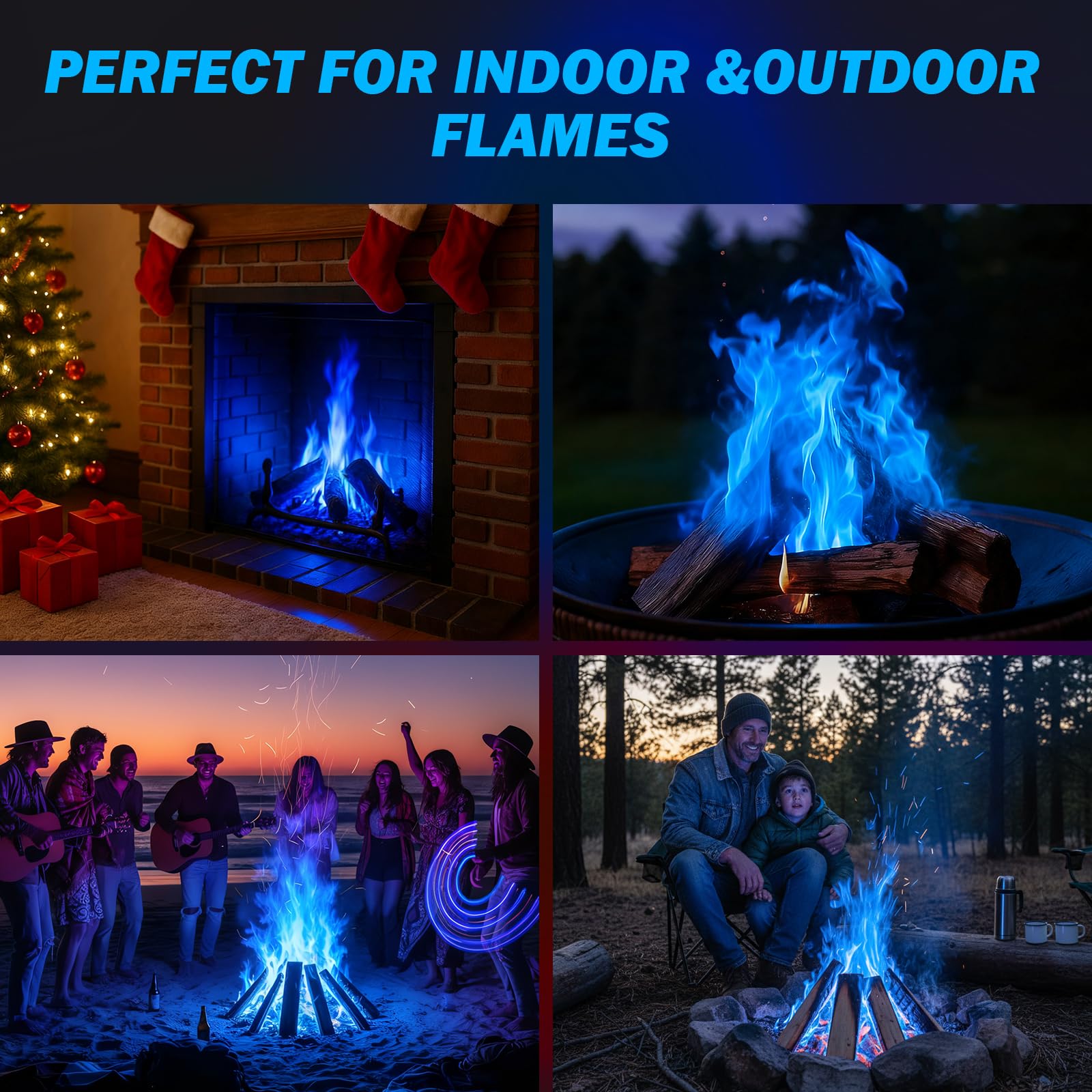 FESTIVALCOS Colorful Flames non-toxic formula for safe outdoor use