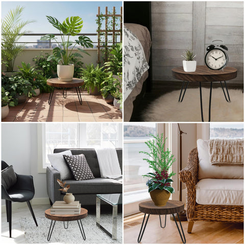 FESTLOVE wooden planter stand displays a potted plant on a shelf
