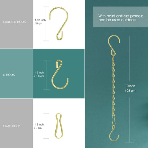 Fetanten gold chain with S-hooks supports sturdy planters and lightweight feeders