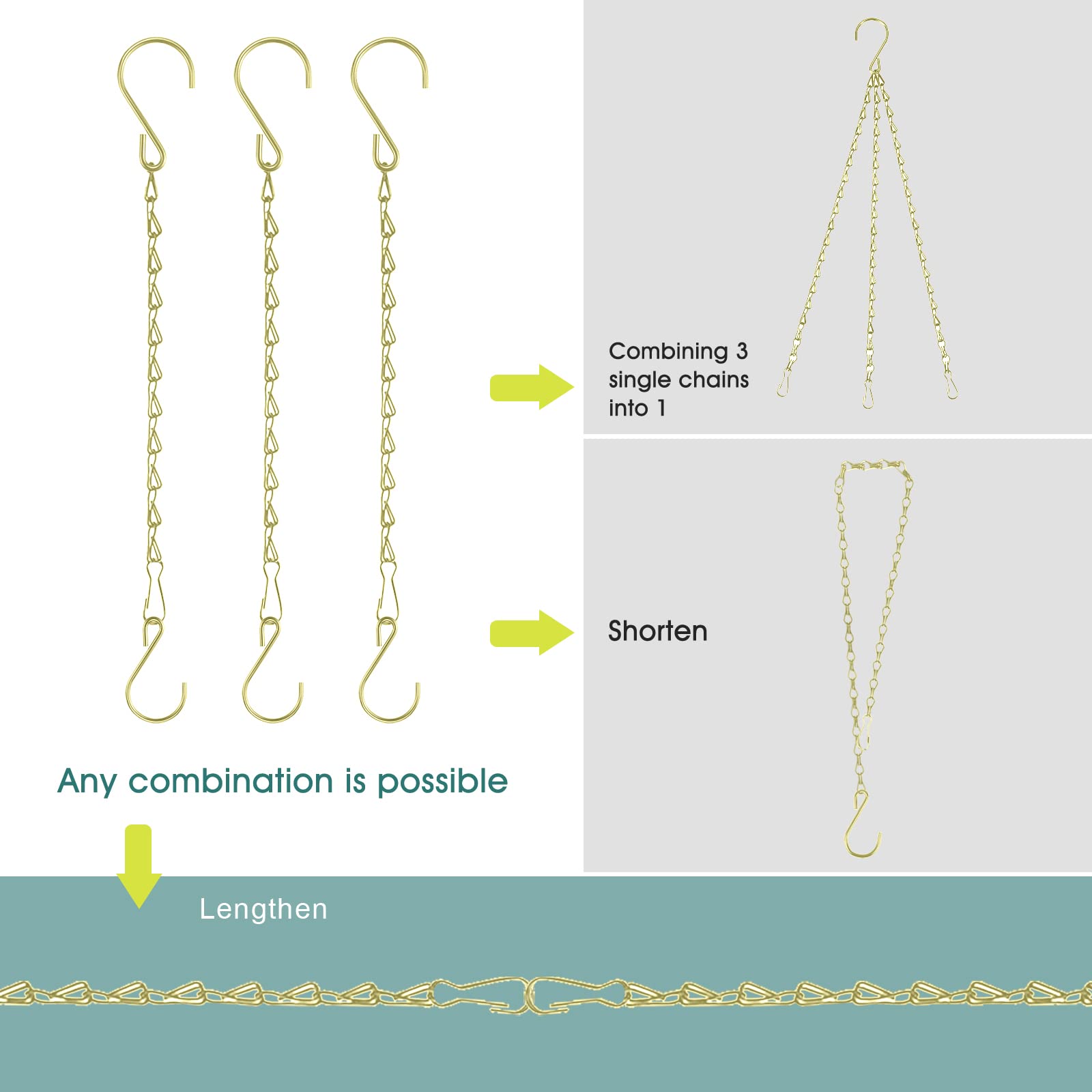 Fetanten chain with 1.2-inch clips for quick secure connections