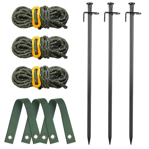 Fetanten tree stake kit with three steel stakes provides wind support for young trees.