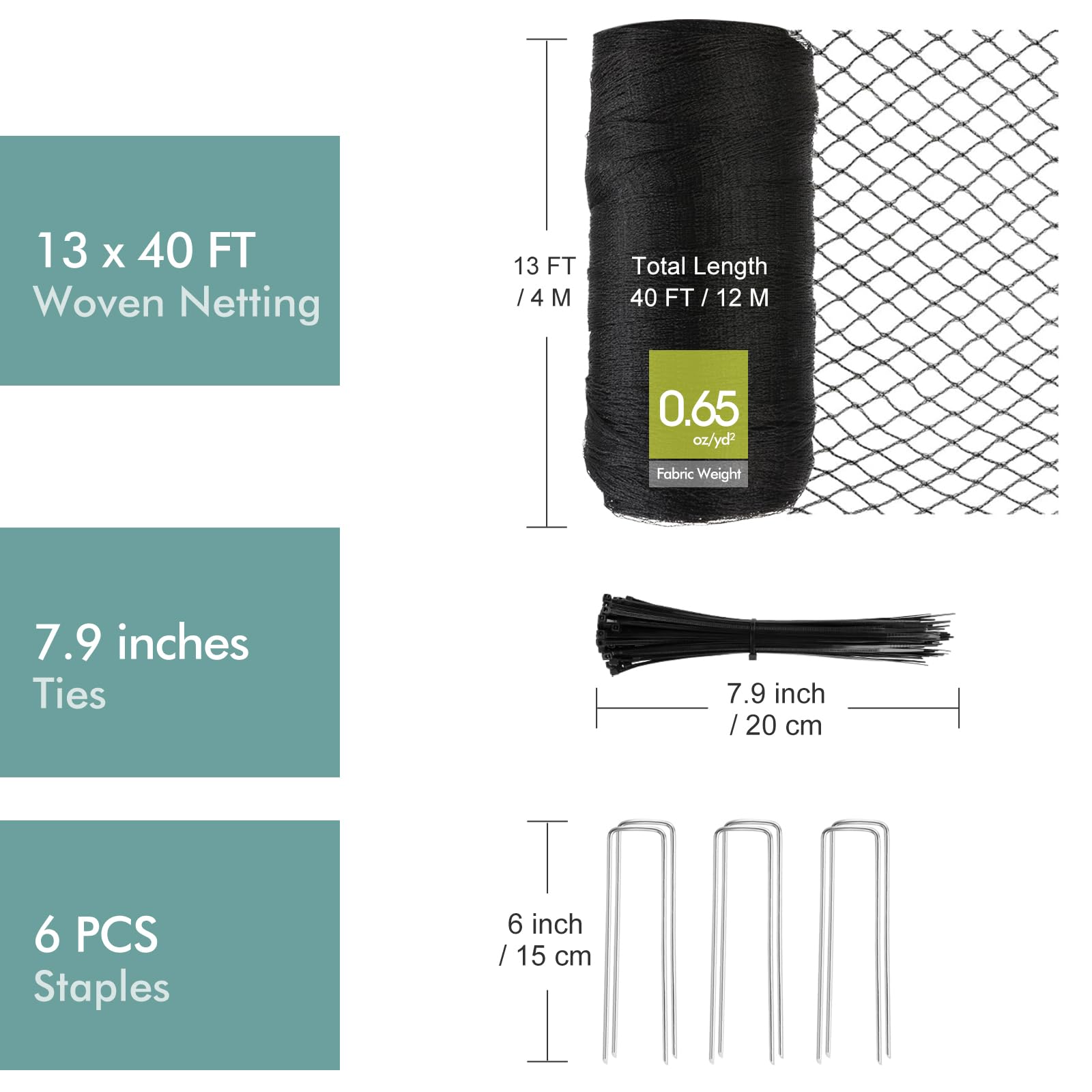 Fetanten includes stakes and twist ties for quick setup.