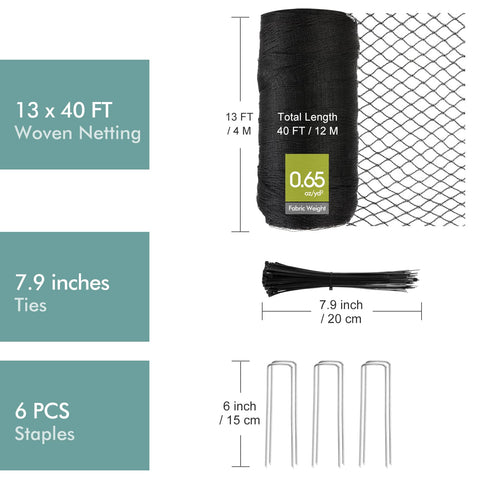 Fetanten includes stakes and twist ties for quick setup.