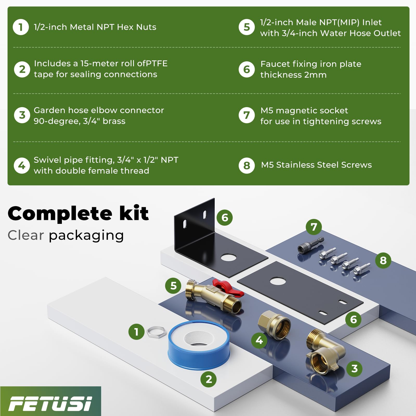 FETUSI brass connector highlights rust resistance for year-round outdoor use