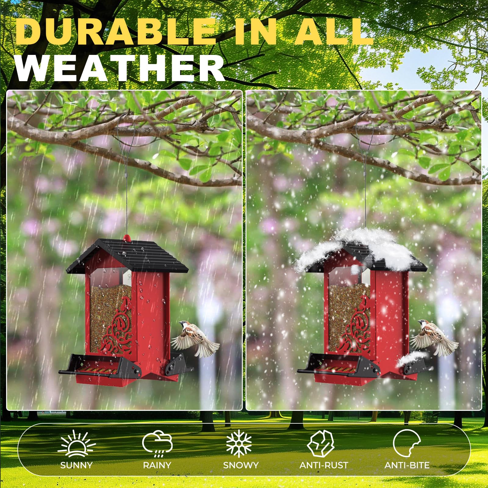 FETUSI lid with secure fastening prevents opening by squirrels.