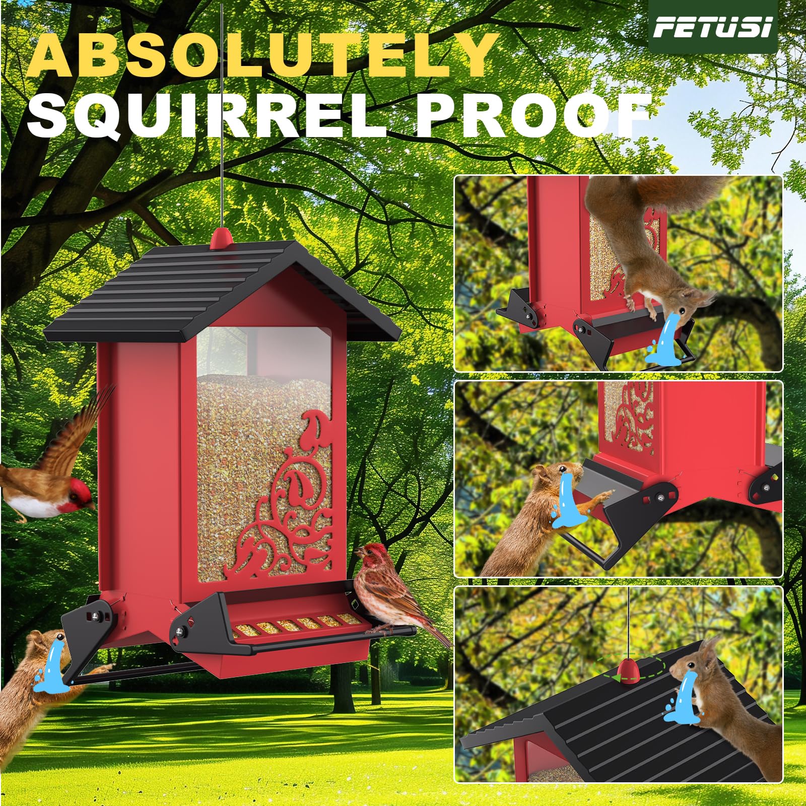 FETUSI all-metal chew-proof design resists weather and rust.